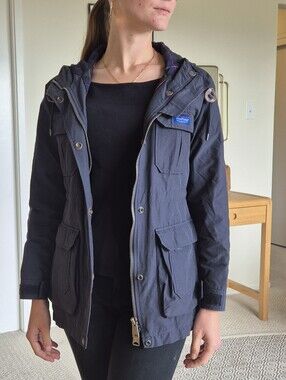 Penfield X Madewell Women's Navy Cargo Jacket with Tartan Hood XS